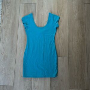 Turquoise Low Cut Tight Dresss